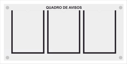 Quadro De Aviso E Gestão Com 3 Displays A4 De Acrílico Preto