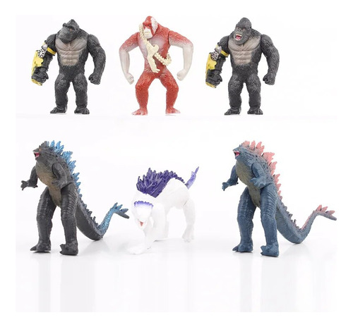 Figura De Acción De 6 Piezas De Godzilla Contra King Kong, M