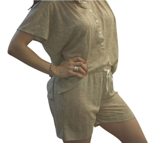 Pijama Abotonado Maternal Short Corto Remera Alondra Morley