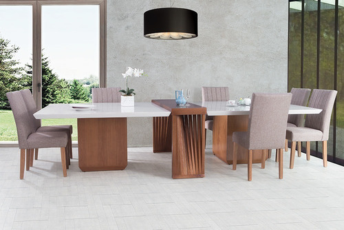 Mesa Jantar 12 Lug Vidro Temperado Com Aparador 3,4 X 1,52 M