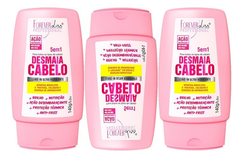 Kit 03 Forever Liss Desmaia Cabelo Leave In Hidratante 150g