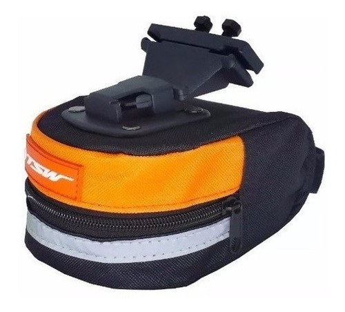Imagem 1 de 3 de Bolsa De Selim Tsw Mod 04 Preta Laranja Refletivel Canote