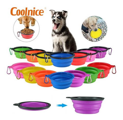 Comedero/bebedero Taza Plegable Para Mascotas Con Llavero