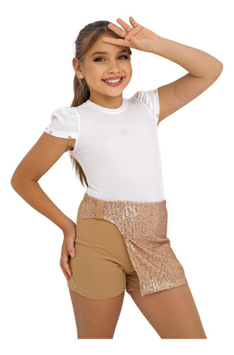 Blusinha Tipo Body Menina Infantil Malha Canelada 