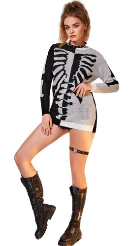 Sweater Esqueleto Calaveras Suéter Huesos Blanco Y Negro