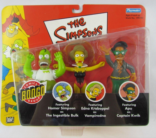 Figuras Bongo Homero Hulk Edna Y Apu Los Simpsons Playmates 