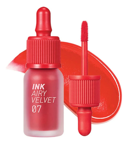 Peripera Labial Ink Airy Velvet Heart Grapefruit 07 Acabado Mate Color Rojo
