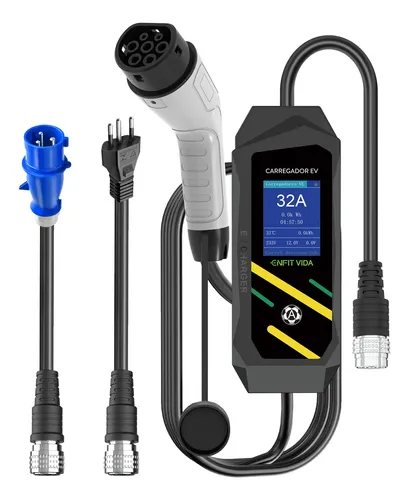 Carregador 7 Kw 32 A Para Veículos Elétricos Tipo 2 110/220v