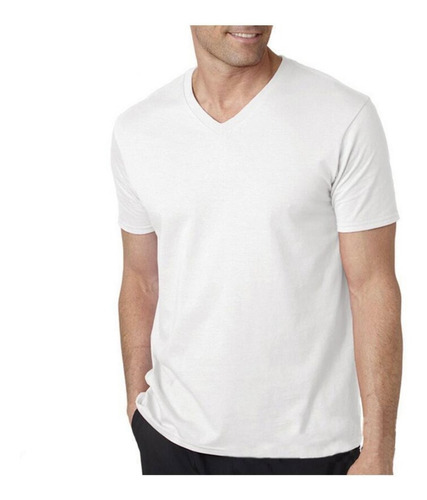 Camisetas Cuello En V Blancas En Algodón 180 Gramos