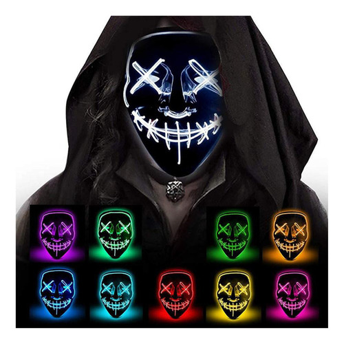 Máscara Led De Terror La Purga Para Halloween + Pilas