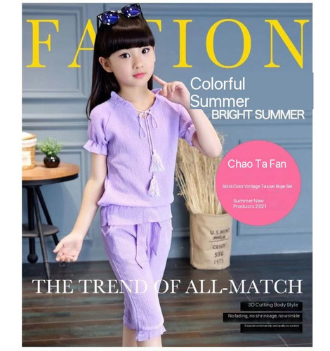 Conjunto De Dos Piezas De Estilo Coreano De Verano Para Niña
