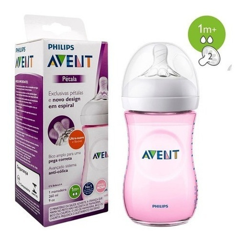 Mamadeira Pétala Rosa 260ml Philips Avent Transparente