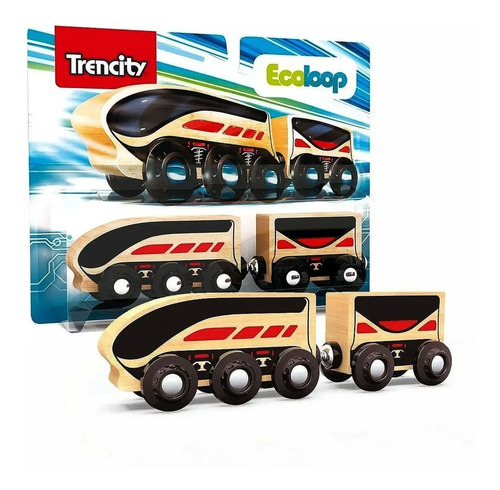 Imagen 1 de 4 de Trencity Pack Personajes Vehiculos Imantados C/ Vagon Madera