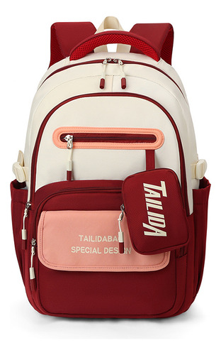 Elegante Mochila Para Estudiantes, Moderna, Color De Contras