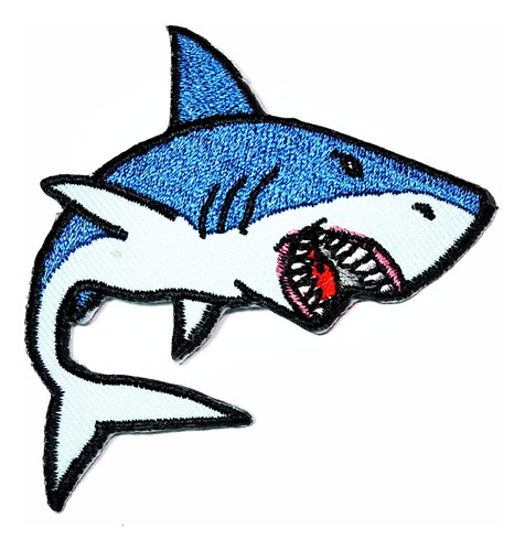 Hho Shark Azul Dibujo Animado Kid Parche Bordado Lindo Coser