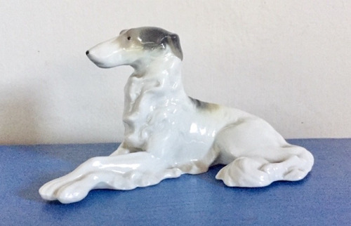 Perro Borzoi, Porcelana Metzler & Ortloff, Alemania. Vintage