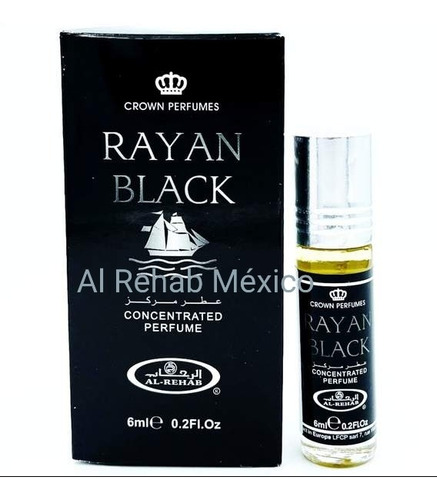 1x Rayan Black Perfume Árabe Al Rehab Roll 6 Ml Original 