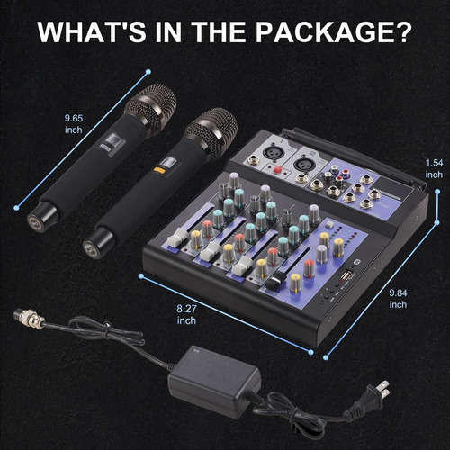 Mezclador De Audio Profesional De Siking Con Micrófono Dual,