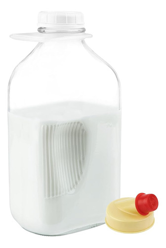 Kitchentoolz 64 Oz Botella De Leche De Vidrio Con Tapas, Med