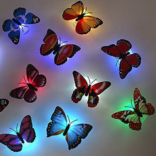 Luz Nocturna Led Diseño Mariposa 3d Para Jardin Patio 12