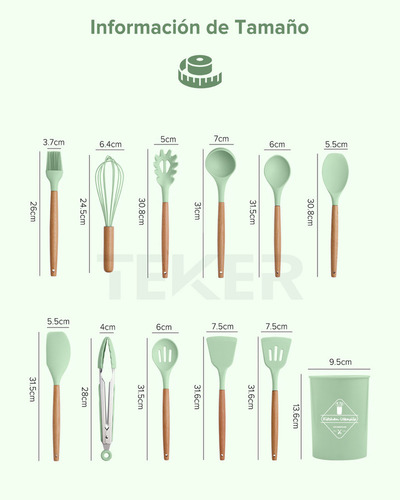 Utensilios Silicona 12 Set Cocina Espatulas Reposteria
