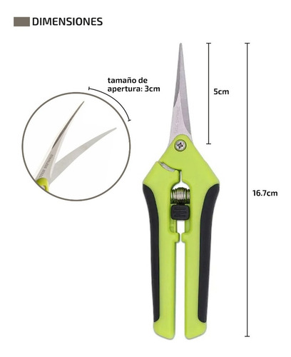 Imagen 4 de 5 de Tijeras De Podar Herramienta Para Jardin Curva Y Profesional