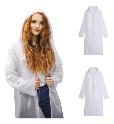 2 Piezas Unisex Para Lluvia Poncho Impermeable,white