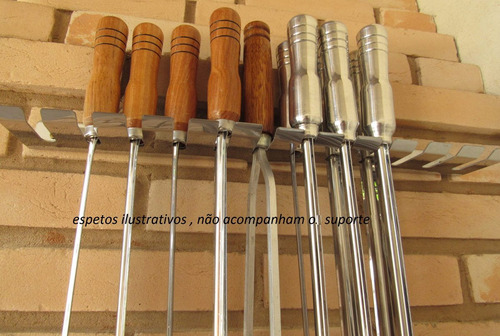 Porta Espeto Parede Em Inox Para Pendurar 12 Espetos 2 Unid