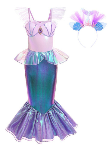 Disfraz De Princesa Ariel Sirenita Para Niñas Vestido Fiesta Cumpleaños Carnaval De Rol De Halloween