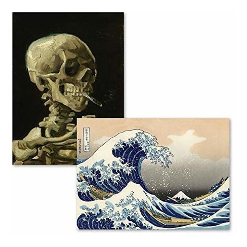Paquete De 2 - Esqueleto De Vincent Van Gogh & The Great Wav