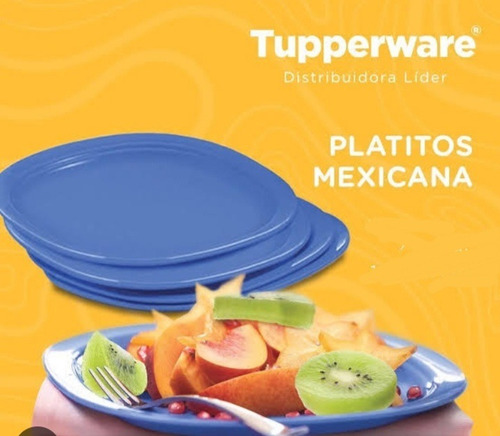 Set 4 Platos De Postre Azul Tupperware