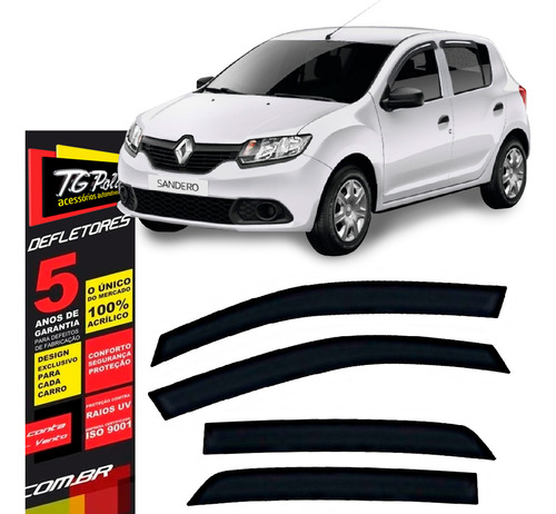 Kit Calha Chuva Renault Sandero 2015 A 2023 4 Portas Tg Poli