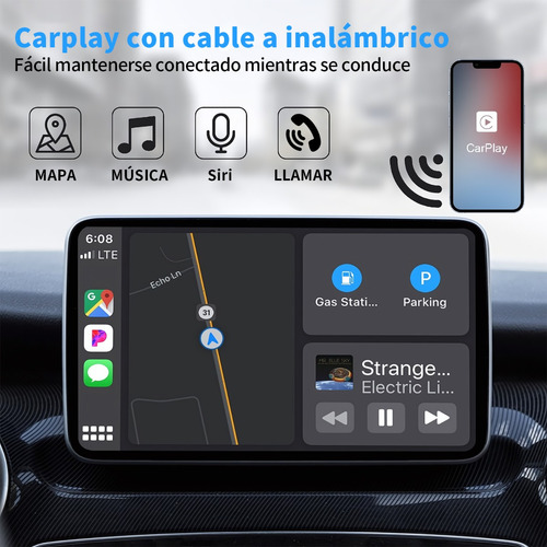 Adaptador Coche Inalámbrico Carplay Para iPhone Plug & Play