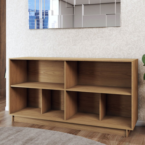 Balcão Buffet Spazio 4 Portas Com Vidro Freijó/off White - Cor Bege