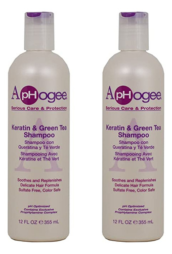 Aphogee Keratin &amp; Green Tea Shampoo 12oz &#34;pack De 2.