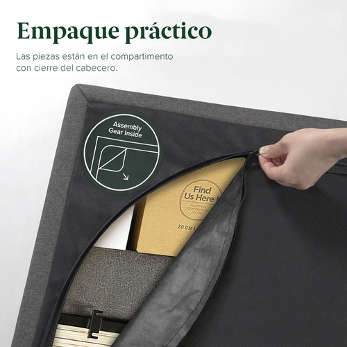 Zinus Leo | Base Cama Matrimonial Con Cabecera Y Tapiz
