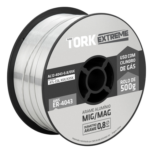 Arame Tork Solda Mig Alumínio 0.8mm Rolo De 500g Uso Com Gás