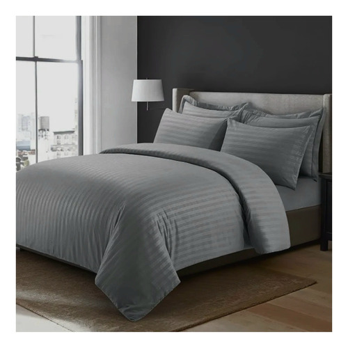 Duvet Cover Negro Líneas Microfibra Semidoble