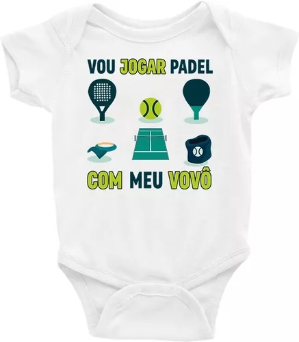 Roupa Body Bebê Infantil Vou Jogar Padel Com Meu Vovô