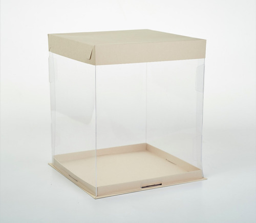 Caja Base+tapa Pvc Cristal 26x26x30cm(15u) Tortas Altas Drip