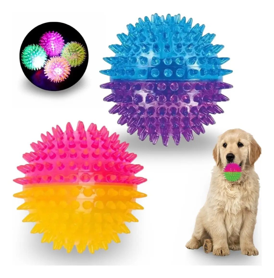 Brinquedo Cachorro Interativo Bolinha Com Apito Luz E Led Cor Sortido
