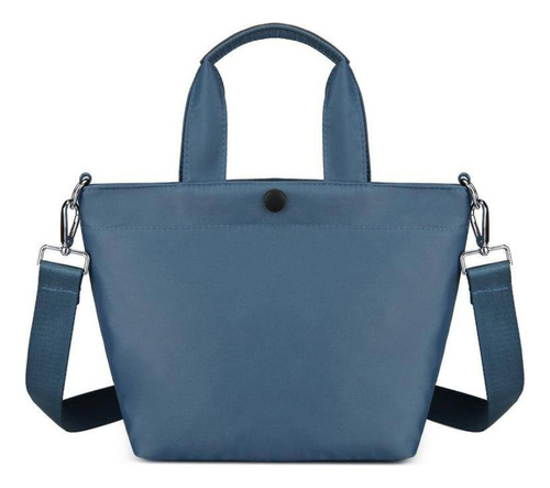 Bolsa Nylon Pequena Prática Impermeável Saco Cor Azul-claro Correia De Ombro Azul-claro Desenho Do Tecido Liso