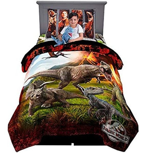 Juego Sabanas Edredon Almohada Individual Jurassic World 