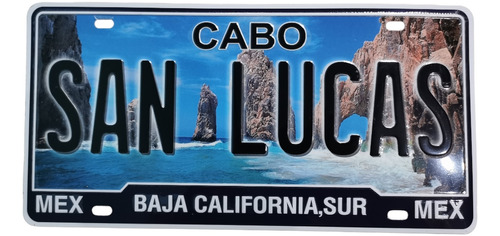 Placa Auto Matrícula Decorativa Cabo San Lucas Acero Relieve