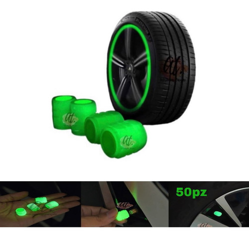 Tapon Luminoso Para Valvula De Llanta Fluorescente 50pz