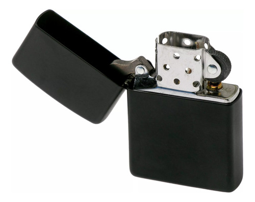 Encendedor Tipo Zippo Plateado Liso Negro A Bencina