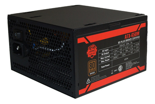 Imagen 1 de 10 de Fuente Alimentacion Pc Game Pro Atx 650w 80 Plus Bronze