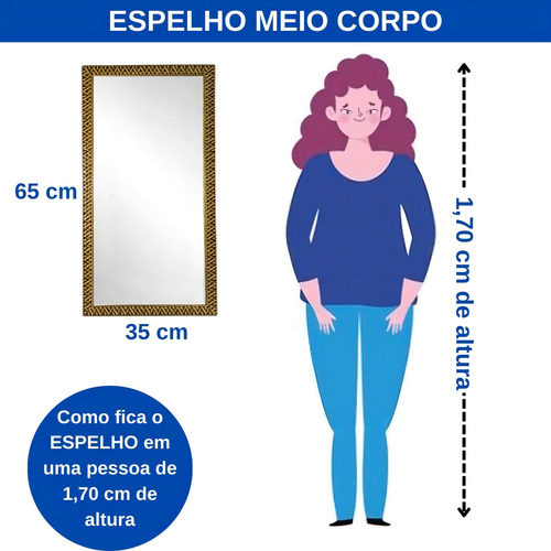 Espelho Com Moldura Madeira Decorativo Banheiro Sala Quarto Cor Branco Nuvem