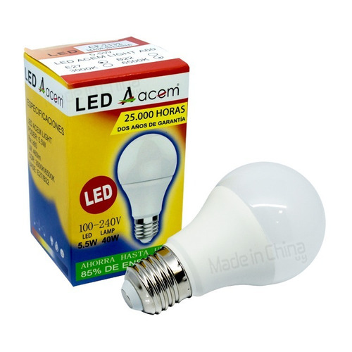 Lampara Led 5.5w Equivale A 40w Luz Fria 6500k - Ahorre Luz