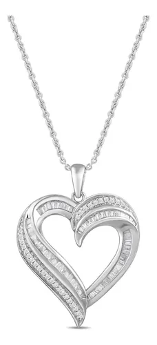 comprar Collar Con Colgante De Corazón De Diamantes Y Plata De Ley
